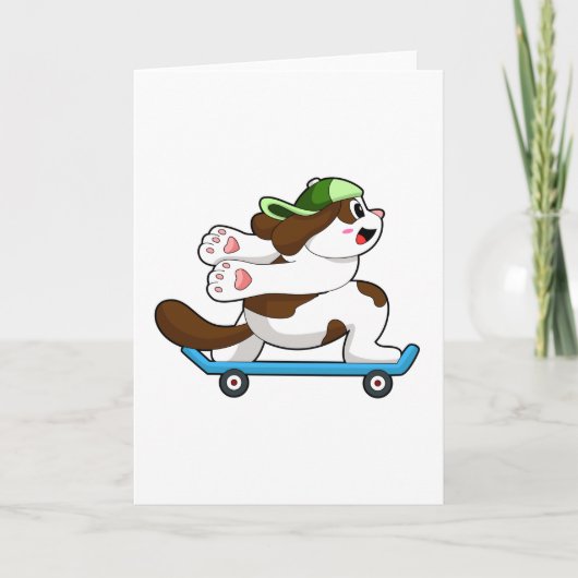 Carte Chien en patineur avec planche à roulettes (Devant)