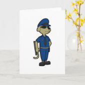 Carte Chien en policier avec Bâton & Lunettes de soleil (Fleur jaune)