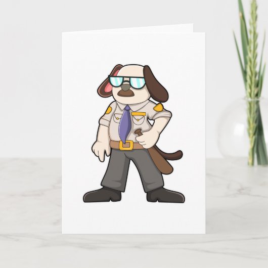 Carte Chien en policier avec matraque et lunettes de sol (Devant)