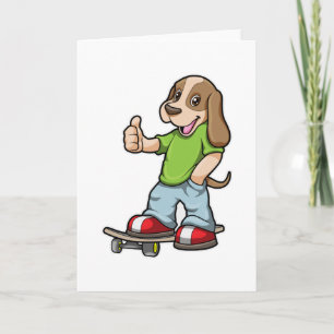 Carte Chien en Skate avec Skateboard