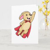 Carte Chien en Super-héros avec Cape (Fleur jaune)