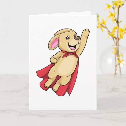Carte Chien en Superhéros avec Cape (Fleur jaune)