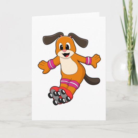 Carte Chien en tant que patineur avec des patins en lign (Devant)