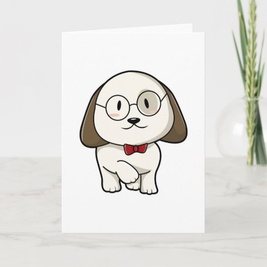 Carte Chien en tenue de marié avec cravate et lunettes (Devant)