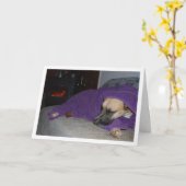 Carte Chien endormi près de la cheminée (Fleur jaune)