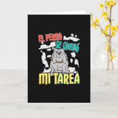 Carte Chien Espagnol Ate My Homework - Perro Tarea (Fleur jaune)