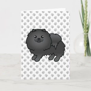 Carte Chien et pattes de caricature noir de Poméranie
