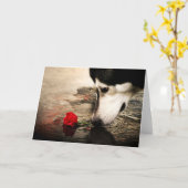 Carte Chien et Rose rouge (Fleur jaune)