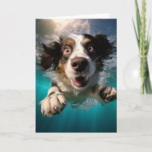 Carte Chien Excité Nageant Sous L'eau Design