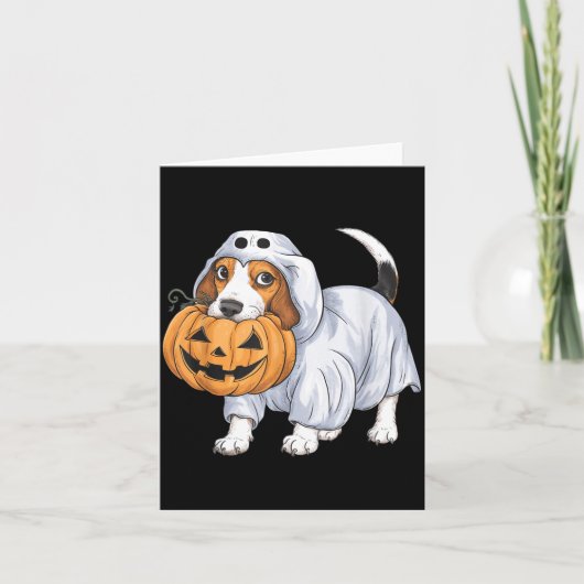 Carte Chien fantôme Beagle Halloween (Devant)