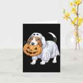 Carte Chien fantôme Beagle Halloween (Fleur jaune)