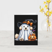 Carte Chien fantôme d'Halloween (Fleur jaune)