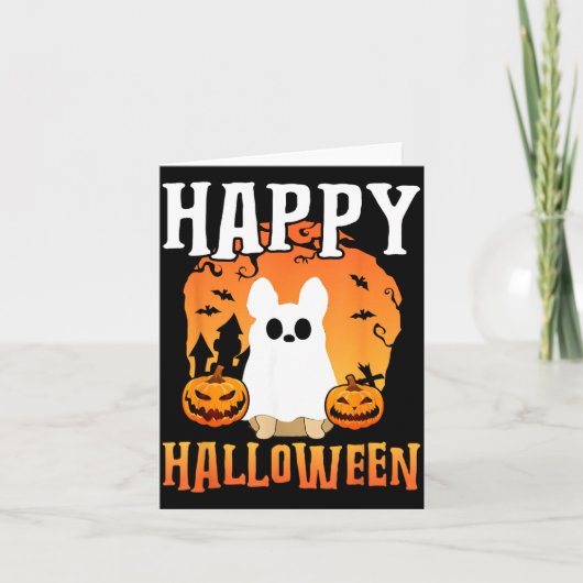 Carte Chien fantôme joyeux Halloween (Devant)
