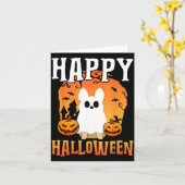 Carte Chien fantôme joyeux Halloween (Fleur jaune)