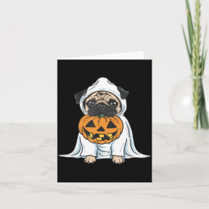 Carte Chien fantôme Pug Halloween