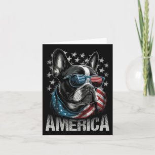 Carte Chien français patriotique drapeau américain 4 jui