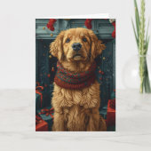 Carte Chien Golden Retriever avec cheminée de cadeau de  (Devant)