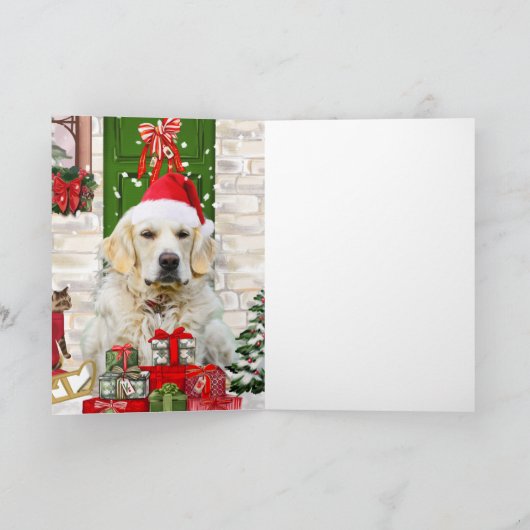 Carte Chien Golden Retriever Noël (Intérieur)