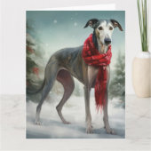 Carte Chien gris à Noël de neige (Devant)