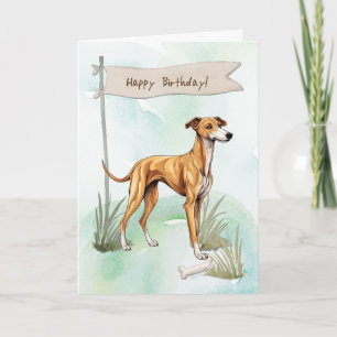 Carte Chien gris en plein air sous le signe d'anniversai