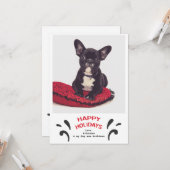 Carte Chien Happy Holidays Photo Grey (Devant/Arrière en situation)