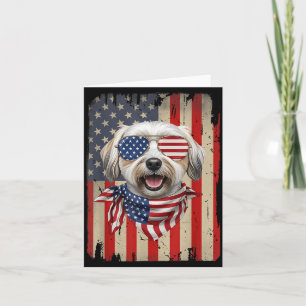 Carte Chien Havanais 14 juillet AAAmerican Flag USA