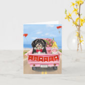 Carte Chien Havanais Saint Valentin Camion (Fleur jaune)