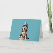 Carte Chien Husky Birthday (Devant)