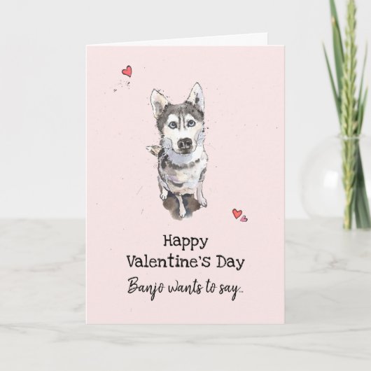 Carte Chien Husky mignon et drôle La Saint Valentin Je t (Devant)