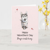 Carte Chien Husky mignon et drôle La Saint Valentin Je t (Fleur jaune)