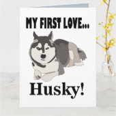 Carte Chien Husky Sibérien (Fleur jaune)