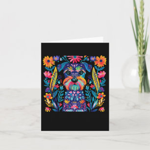 Carte Chien illustré coloré avec fond floral