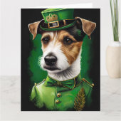Carte Chien Jack Russell en robe de la Saint-Patrick (Devant)