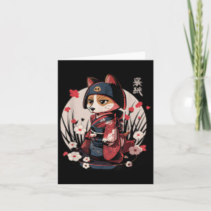 Carte Chien japonais Samurai Tattoo Kawaii Ninja Chien