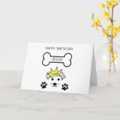 Carte CHIEN JAUNE ANNIVERSAIRE, Nom personnalisé (Fleur jaune)