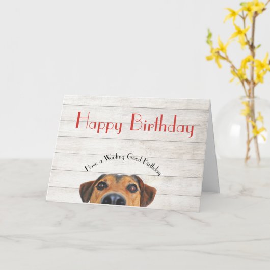 Carte Chien Joyeux Anniversaire Funny Greeting Card (Fleur jaune)