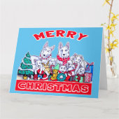 Carte Chien Joyeux Noël Blanc Berger Fête GSD Fun (Fleur jaune)