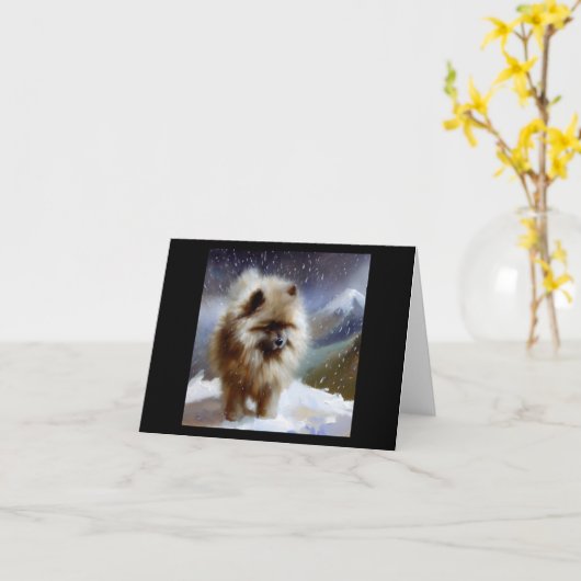 Carte Chien Keeshond (Fleur jaune)