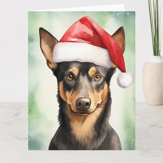 Carte Chien Kelpie australien Noël Père Noël Paws (Devant)