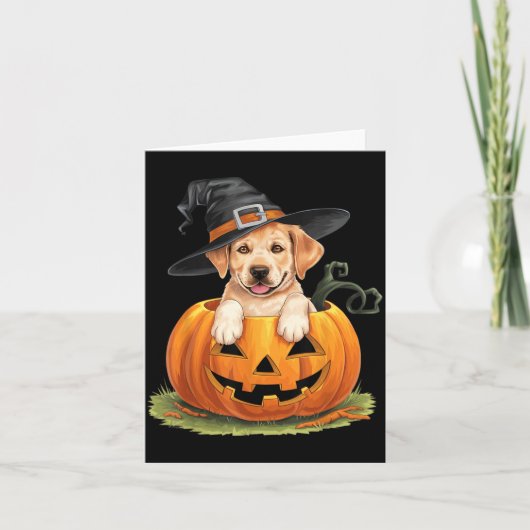 Carte Chien Lab jaune Halloween Citrouille (Devant)