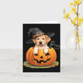 Carte Chien Lab jaune Halloween Citrouille (Fleur jaune)