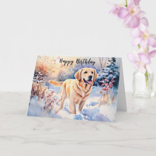 Carte Chien Labrador Aquarelle Dans La Neige Joyeux Anni