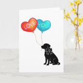 Carte Chien Labrador avec ballons LOVE YOU (Fleur jaune)