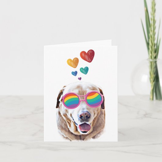 Carte Chien Labrador avec coeurs Saint-Valentin (Devant)