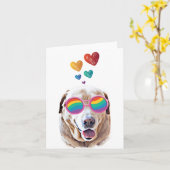 Carte Chien Labrador avec coeurs Saint-Valentin (Fleur jaune)