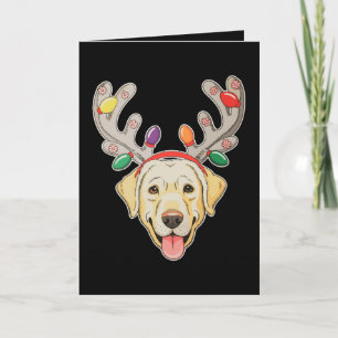 Carte Chien Labrador Renne Andouillers Lumières de Noël