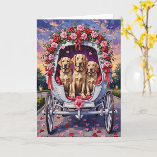 Carte Chien Labrador Saint-Valentin  (Fleur jaune)