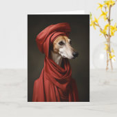 Carte Chien Lady Saluki (Fleur jaune)