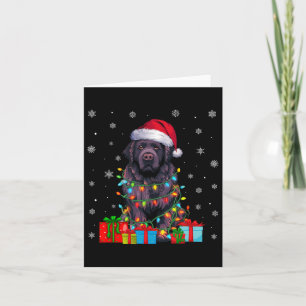 Carte Chien Luminaires de Noël moche Santa Hat Newfoundl