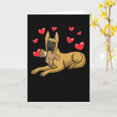 Carte Chien Malinois avec animal farci Berger Belge (Fleur jaune)